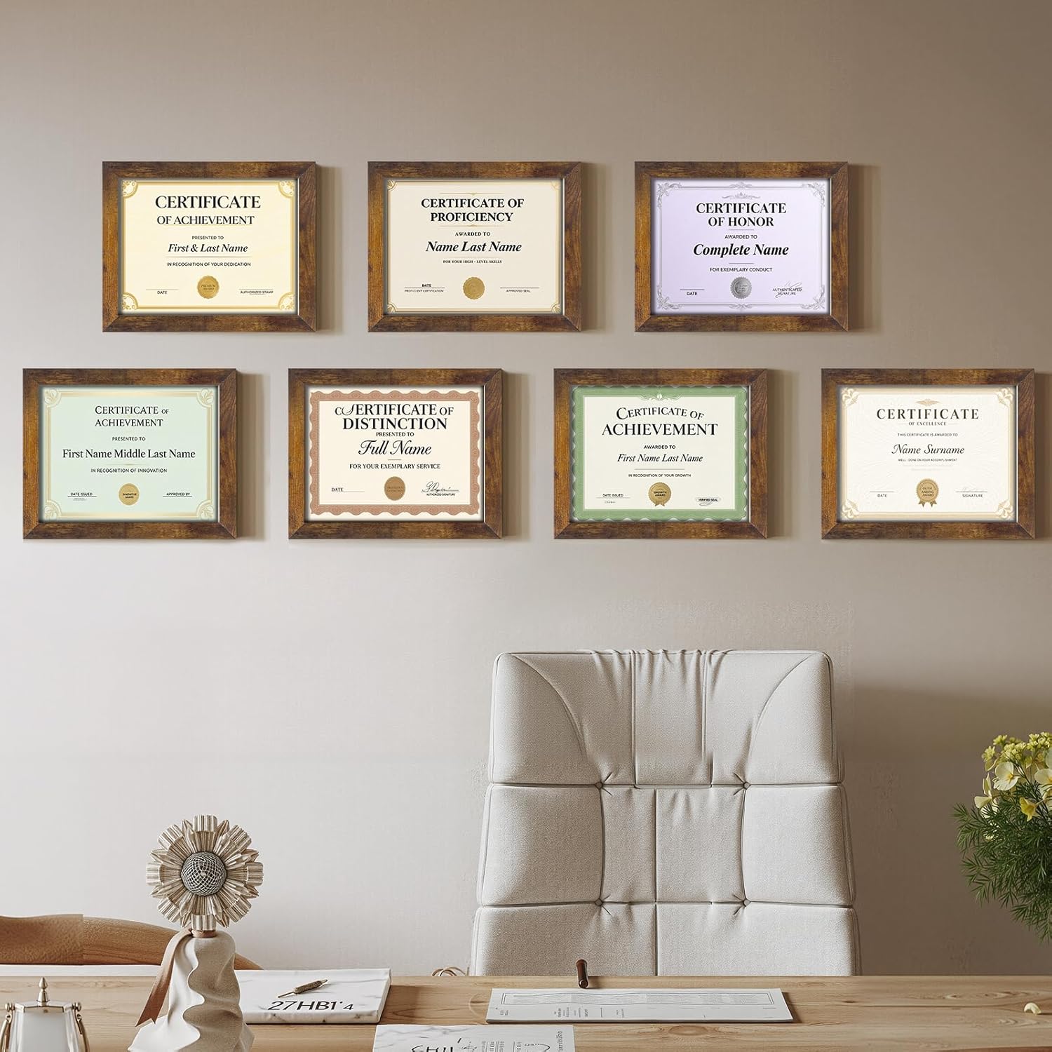 Certifications wall at Dr. Prashant's Dental Care Clinic